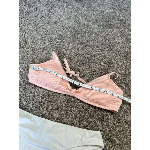 Hollister Swim/VS Pink Bikini Set Mix Match Pink/White Low Rise Knot Front L/M - Picture 4 of 11